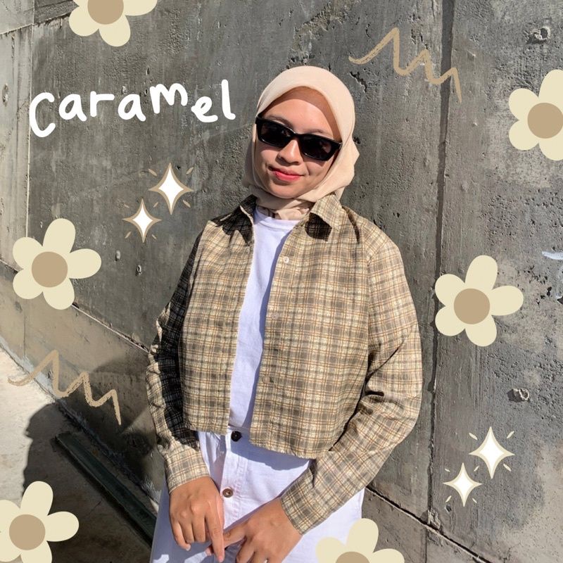 Emma top tartan / kemeja crop Tartan / kemeja kotak crop-2