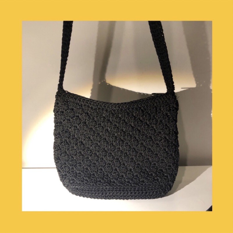 Knitted Sling Bag – Black