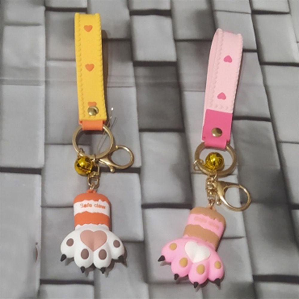 Needway   Dekorasi Kemasan Gantungan Kunci Kaki Kucing Spesial Dengan Bell Aksesoris Interior Key Holder Backpack Pendant Fortune Paw