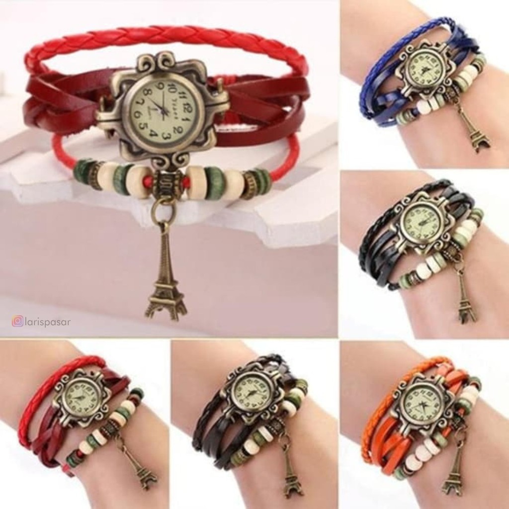 JAM TANGAN ETNIK JAM TANGAN TALI GELANG TRIBAL VINTAGE / JAM TRIBAL TERMURAH