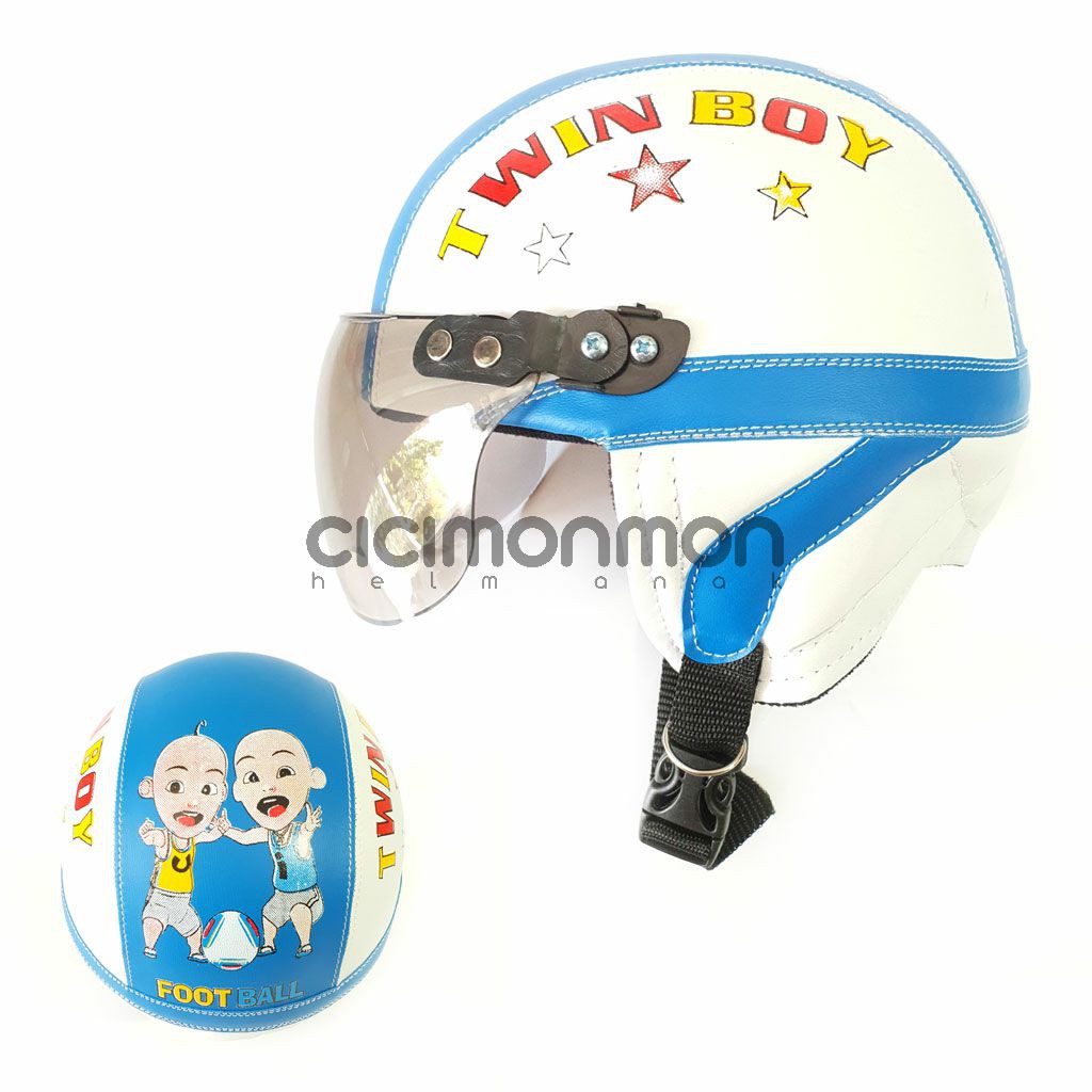 Helm Anak Cowok Retro Karakter Upin Ipin