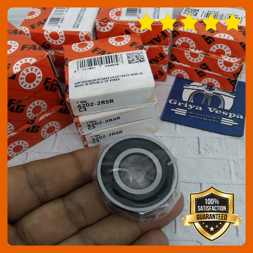Laher Laker Bearing FAG 6202 2RSR C3 Roda Depan Vespa PX EX2 XL SP