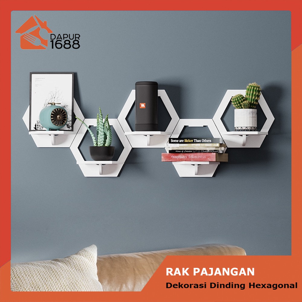 RAK DINDING TANAMAN DEKORASI SERBAGUNA HEXAGONAL BISA UNTUK HP RAK SEGI LIMA