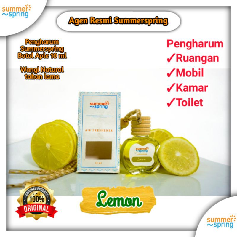 Pewangi mobil | summer spring botol apel 10ml | lemon