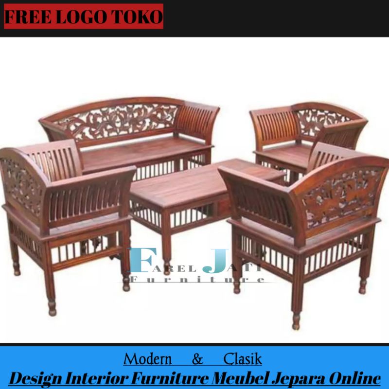 Kursi Tamu Kartini Ukir Jati Minimalis Furniture Mebel Jepara Set Kursi Tamu Ukir Jati