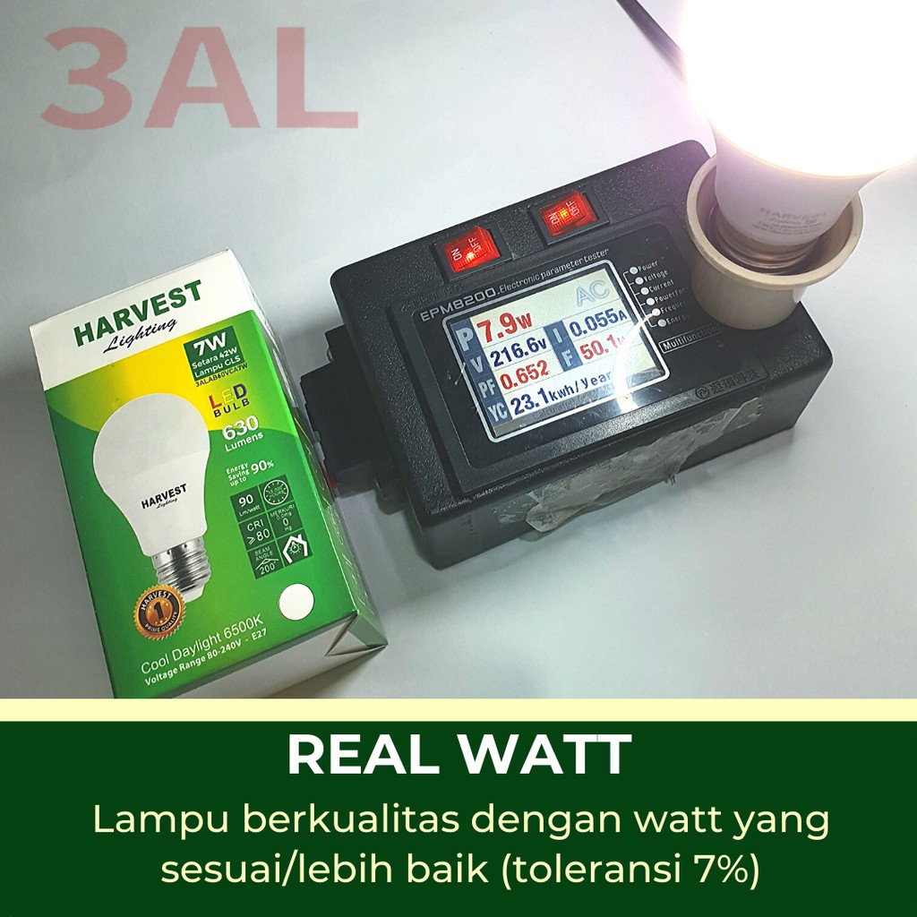 7W - Paket Isi 3 - HARVEST LIGHTING Lampu Bohlam LED A Bulb  7 Watt Lampu Hemat Energi Original Bersertifikasi SNI dan Bergaransi