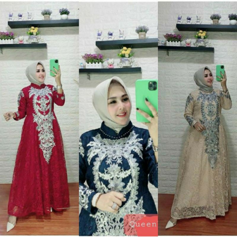 Gamis Brokat Bordir Modern  Dress brokat Bordir Fashion Muslimah