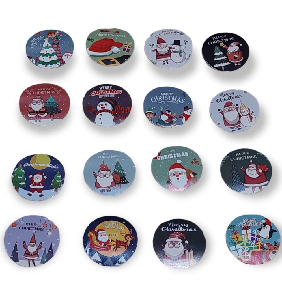 STIKER NATAL MINI ANAK SEKOLAH MINGGU/ STICKER KARTUN SANTA CLAUSE TULISAN MERRY CHRISTMAS LUCU
