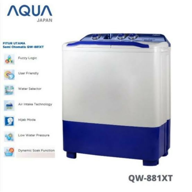 Mesin Cuci  Aqua QW-881XT  2 Tabung Garansi Resmi