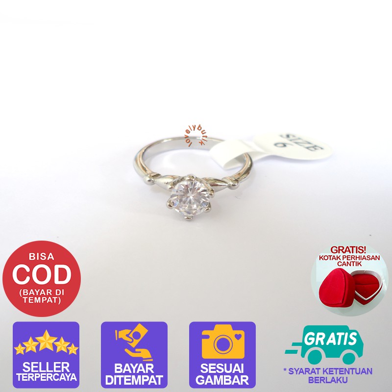 Lovelybutik Cincin Titanium Anti Karat Lyn Cincin Wanita Titanium Model Permata Cubic Zirconia