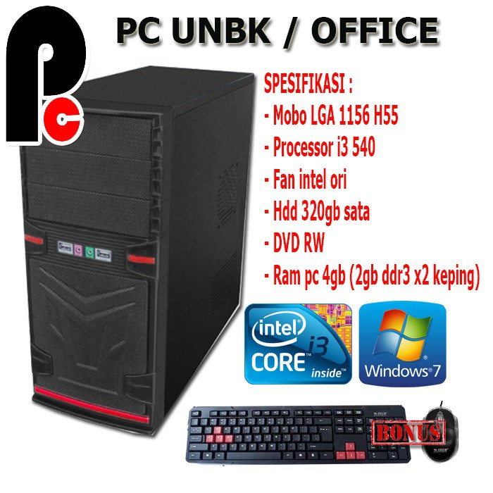 Komputer PC CPU Rakitan UNBK / OFFICE i3 Siap pakai