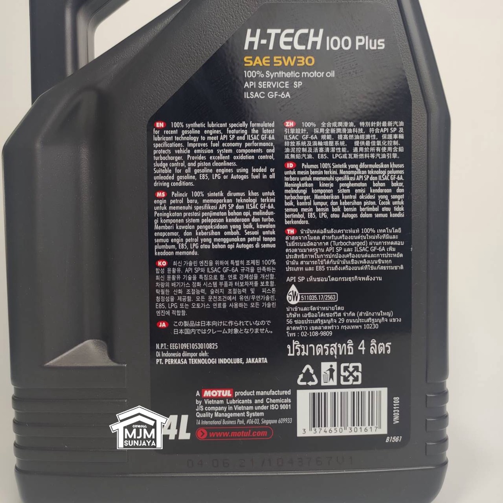 Oli Mesin Motul Hi H Tech 100 Plus SAE 5W30 API SN 4 Liter MOBIL MOTOR 4L Original 5W-30 Galon 4LITER