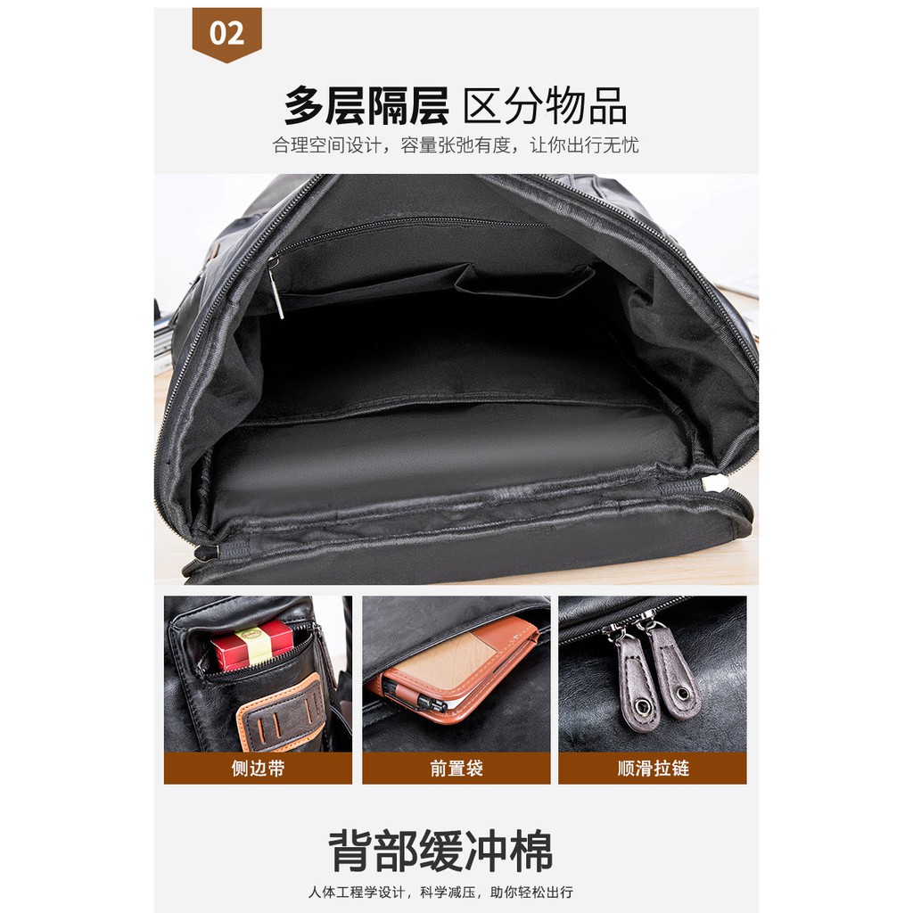 [ORIGINAL] ETONWEAG Tas Ransel Kulit Pria Laptop 15,6&quot; Inch Waterproof Soft Leather Import