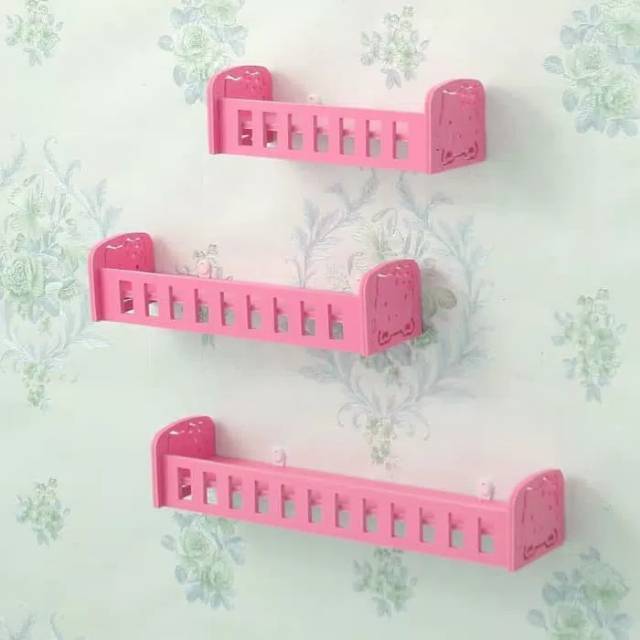 Warna pink MH531rak dinding Vintage minimalis 1 set isi 3