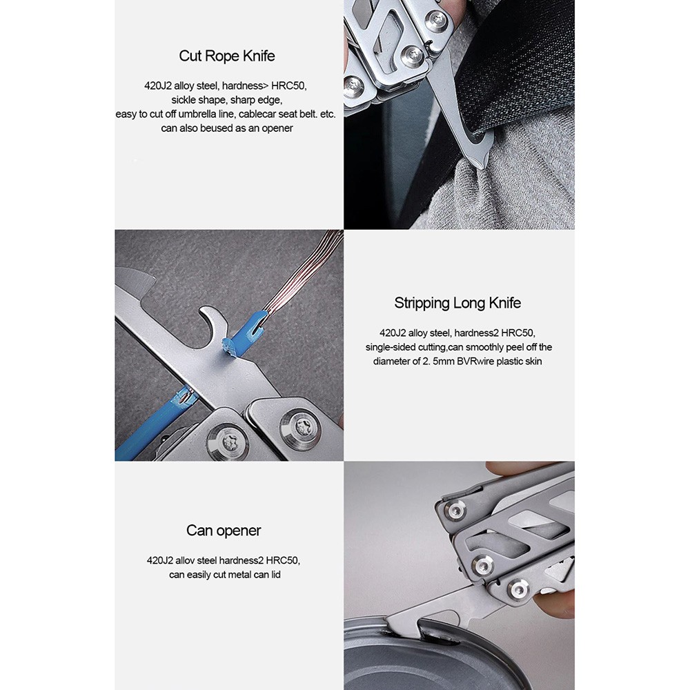 Xiaomi Huohou Pisau Multifungsi Folding Knife Pembuka Botol Screwdriver Stainless Steel.