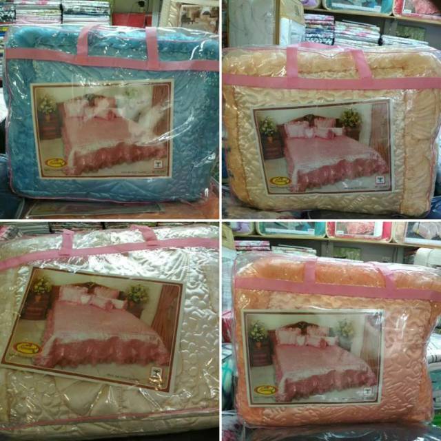 Sprei Penganten Rempel Bahan Saten/Satin