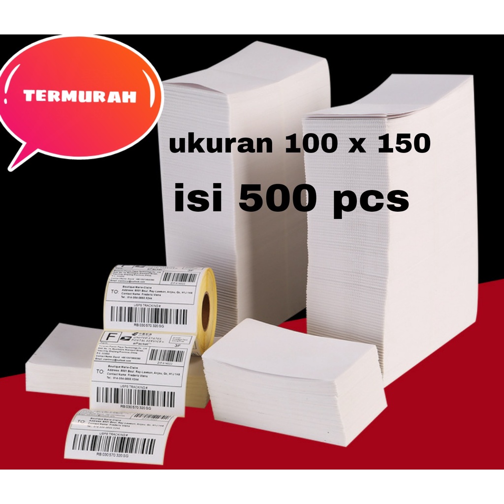 

Sticker Label Kertas Thermal Lipat 100 X 150 Barcode 100X150 Ukuran A6 Lipat Label Sticker Thermal