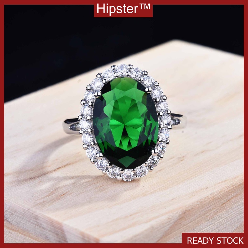 Oval Luxury Green Diamond Ring