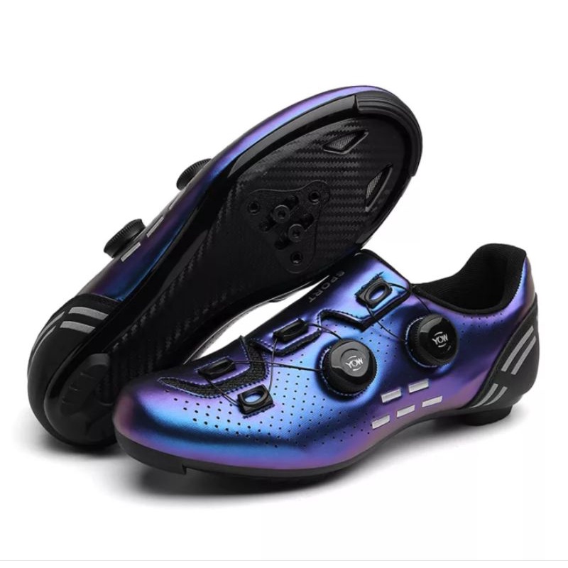 Sport Sepatu Sepeda Multi Cleat Roadbike MTB 2 BOA Cycling Shoes Cleats Sepatu Gowes Cleat Road bike MTB Biru