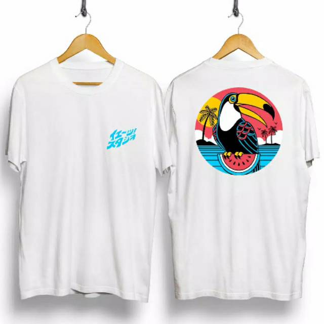 Fourfashion Kaos Pria Kaos Distro TOUCAN BIRD COLOUR White CN687