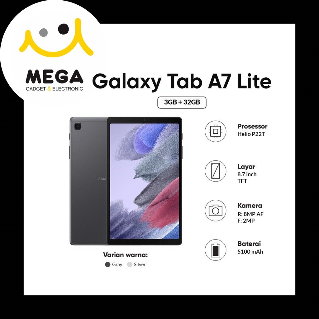 Samsung Galaxy Tablet A7 Lite LTE 3GB + 32GB Garansi Resmi Samsung Indonesia