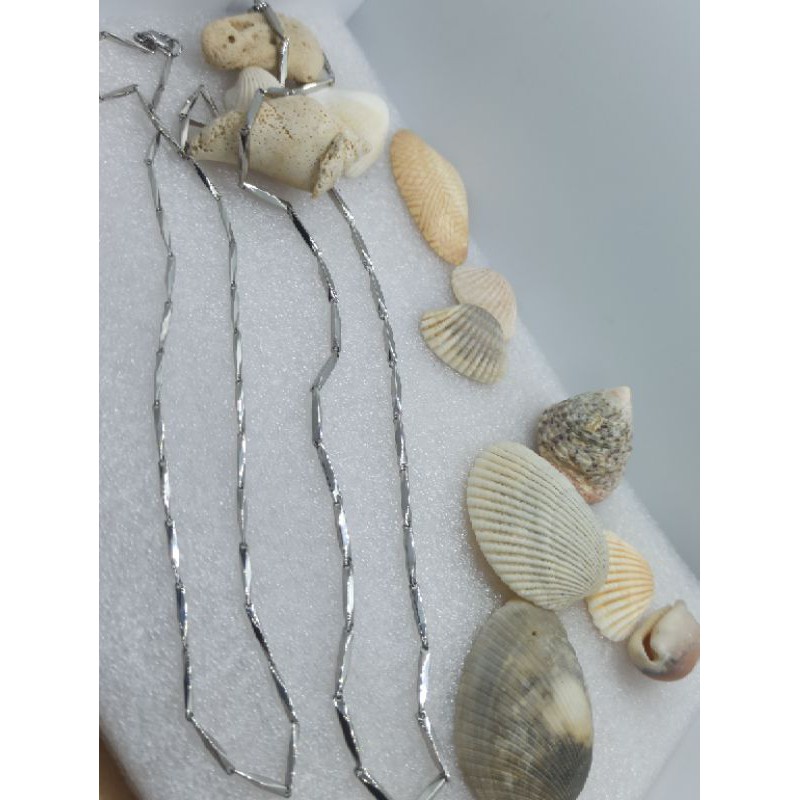 Kalung Titanium Silver segi panjang 50cm