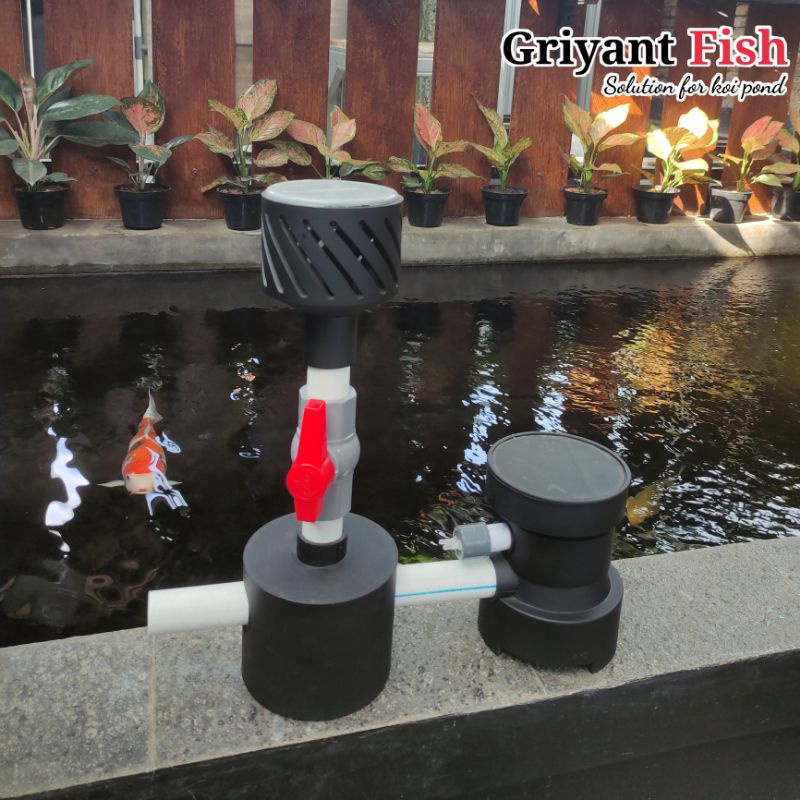 Set Instalasi Skimmer Kolam Koi I  Vacuum Bottom Drain + Diffuser I Skimmer Statis