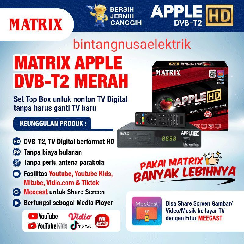 Matrix Apple Merah Full HD/ Set Top Box Matrix Apple Merah Full HD/ Digital Terrestrial Receiver Matrix Apple Merah Full HD/ DVB-T2 Matrix Apple Merah Full HD/ STB Matrix Apple Merah Full HD