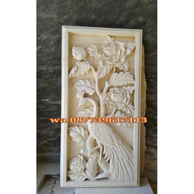 relief kerajinan batu ukir hiasan dinding ornamen loster