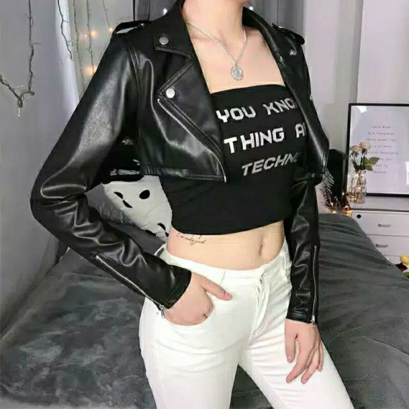 Mantel Kulit Antik Wanita 2020 Baru Longgar Hitam Pu Jaket Wanita Single Breasted Punk Pendek Faux Kulit Mantel Mujer