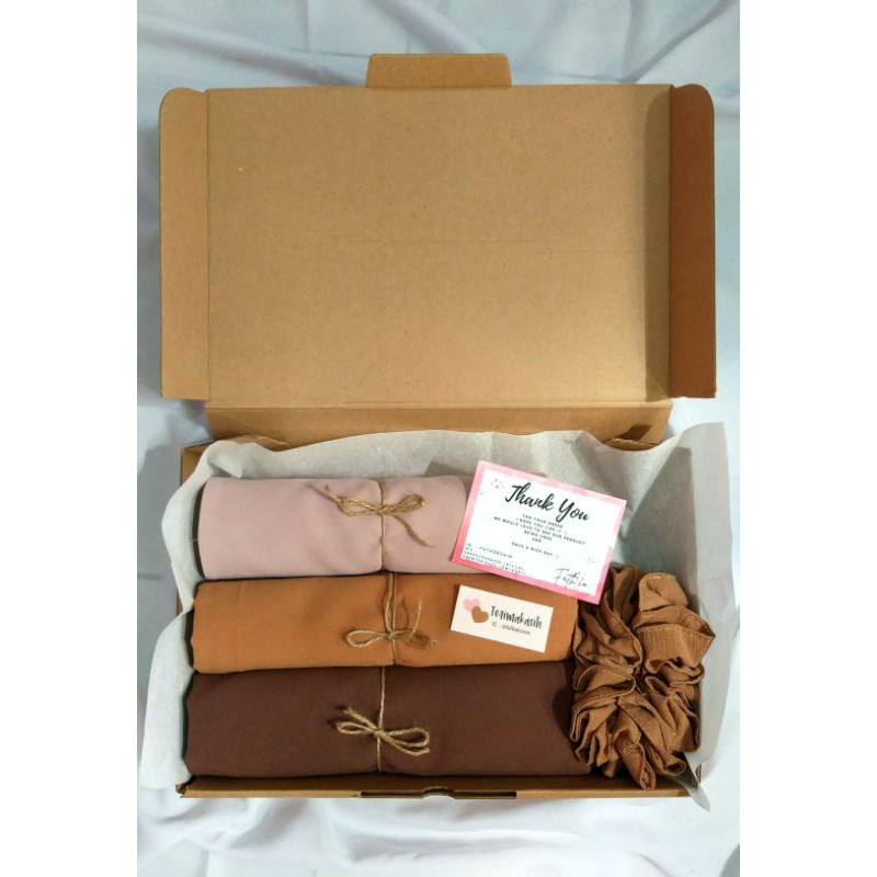 Kado Hempers Hijab Termurah / Hijab Gift Box / Jilbab Pashmina (non tali) paket 3