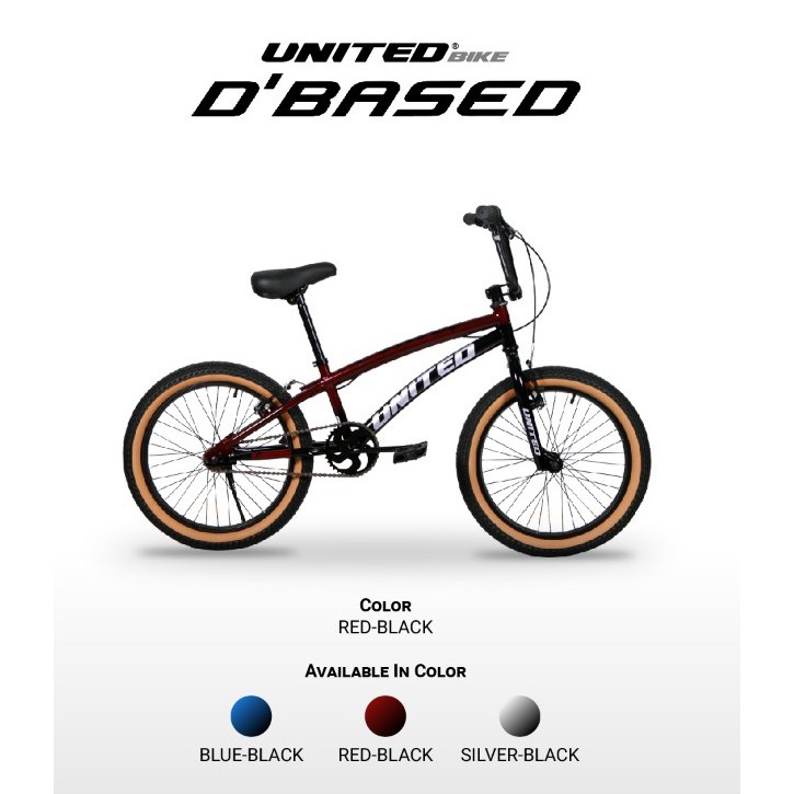 Sepeda Anak United BMX D'Based 20 inch dbased Sepeda BMX United Murah Garansi SNI-Red Black