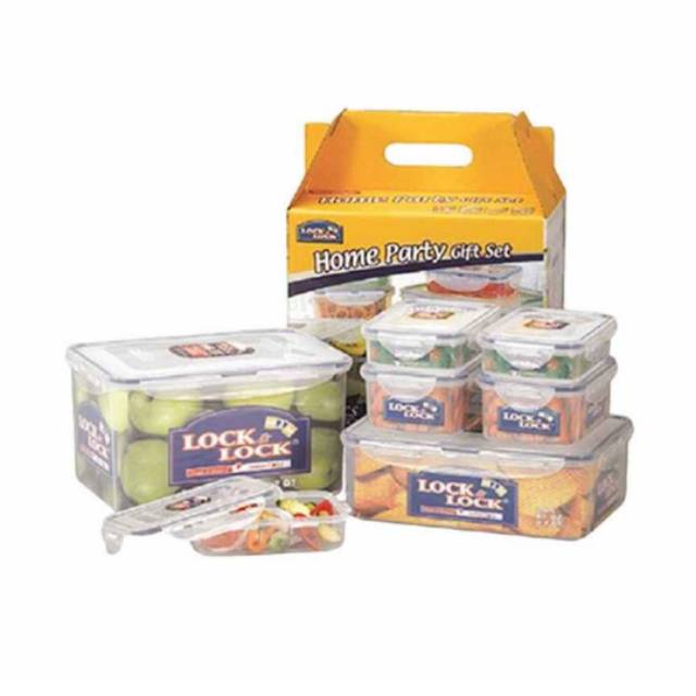 Lock n Lock Gift Set Plastic Food Container with Color Box 7 pcs HPL827V7 Kado Hampers LocknLock