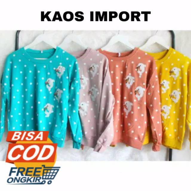  KAOS  IMPORT  WANITA  LENGAN PANJANG DOLPIN PREMIUM MURAH 