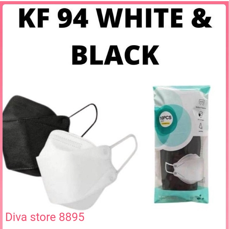 MASKER KF94 WARNA HITAM ISI 10pc | MASKER KF94 KOREA 4PLY