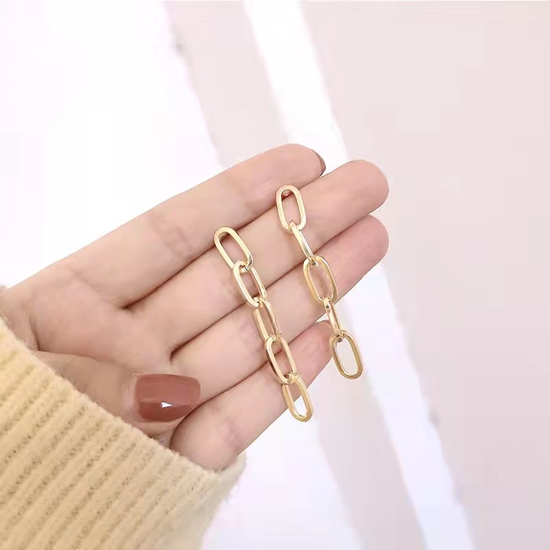 Anting Tusuk Retro Panjang Rumbai Rantai Fashion Earrings Korean Import