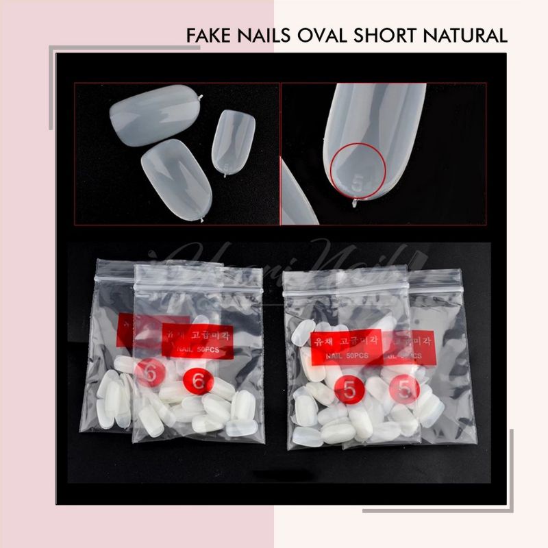 Fake nails oval short round clear natural transparant kuku palsu false nail oval pendek 500pcs