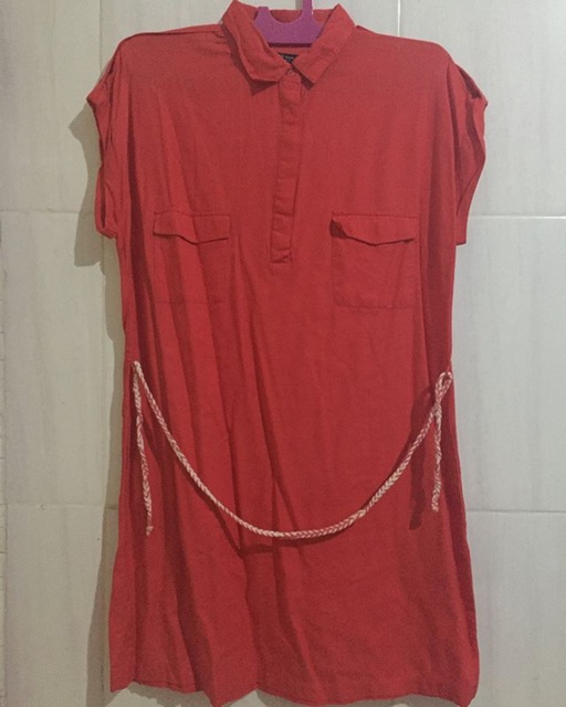 MANGO Basics Coral Shirt Dress size L