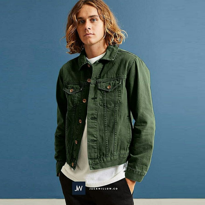 Jaket Jeans Cowok Hijau Army / Jaket Jeans Cewek Pria Wanita Levis