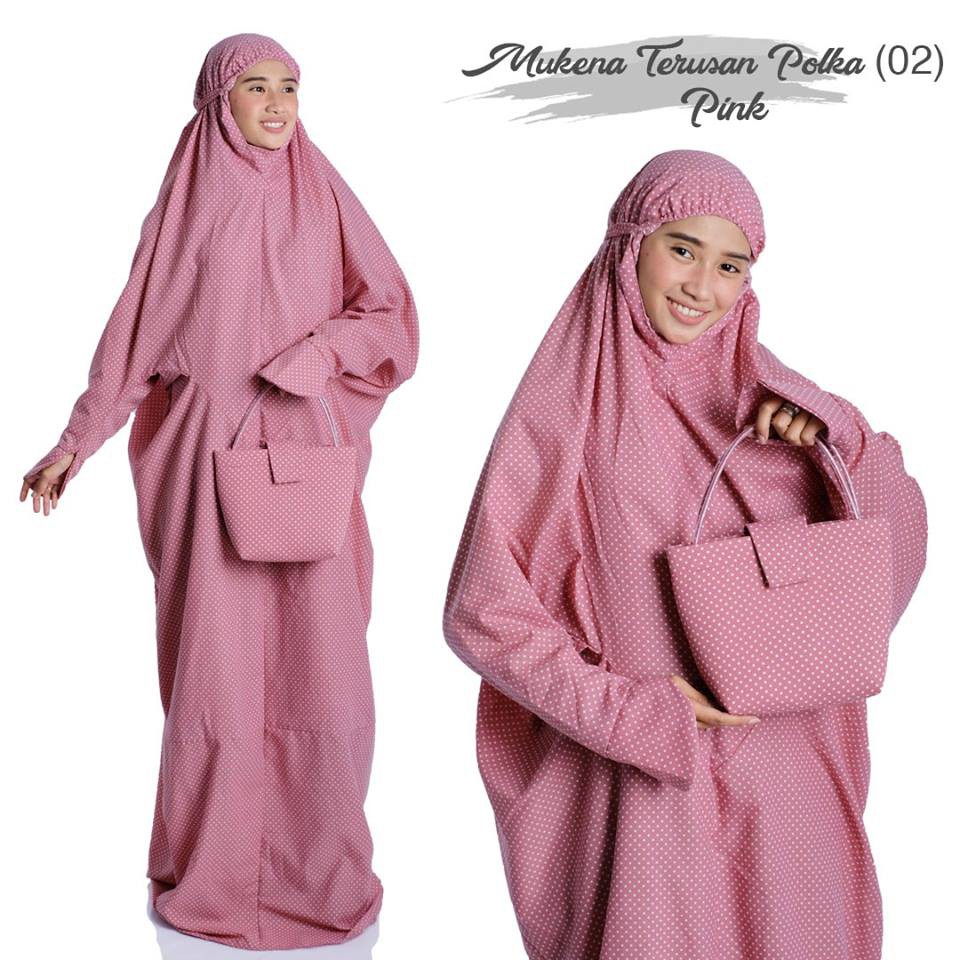 Mukena Dewasa Rayon Bali Terusan Polka ( 02 )