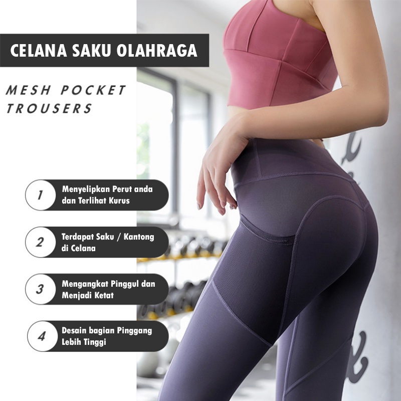 Legging Sport Wanita Panjang Celana Olahraga Wanita Celana legging Wanita Celana Zumba Gym Dengan Saku celana LG-MTCK