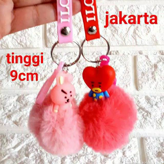 grosir  GANTUNGAN TAS KUNCI BT21 ATAU BTS POM POM KARET