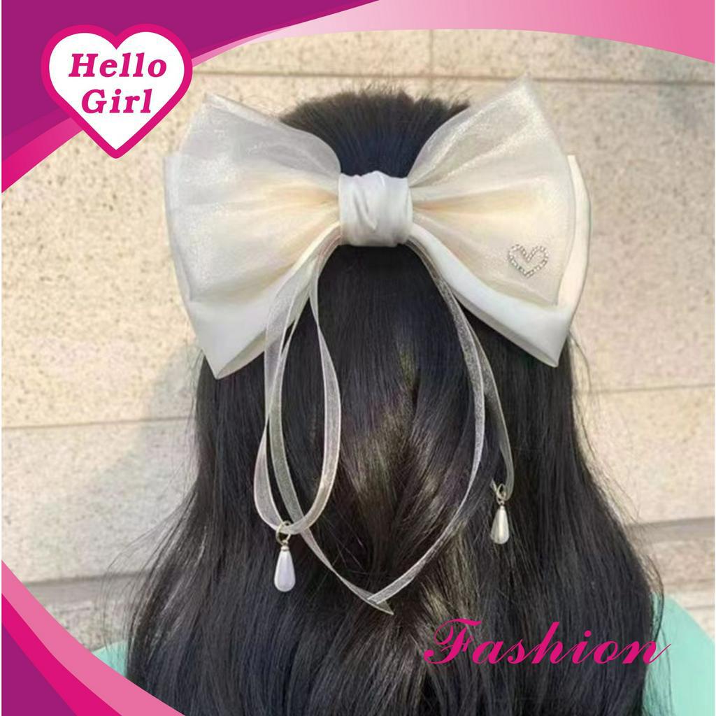 (Hello Girl)F231 Jepit Rambut Wanita Motif Pita Panjang 3 Lapis Style Korea Import
