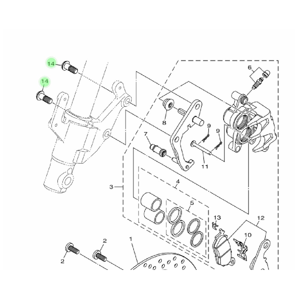 BAUT DUDUKAN KALIPER CALIPER REM DEPAN NEW R15 VVA V3 MT15 XSR WR 155 XABRE ORIGINAL YGP 90149-10804