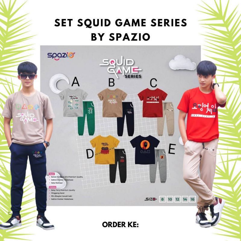 Set boy spazio tema squid game setelan anak cowok training bahan katun combed premium babyterry sant