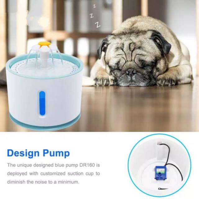 LED PET WATER FOUNTAIN FLOWER OTOMATIS 2.4 Liter Tempat Minum Anjing Kucing