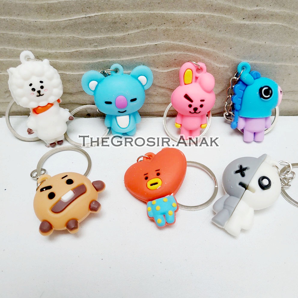 MURAH!!! Ganci BT21 3D Bahan Rubber Gantungan Kunci Tas