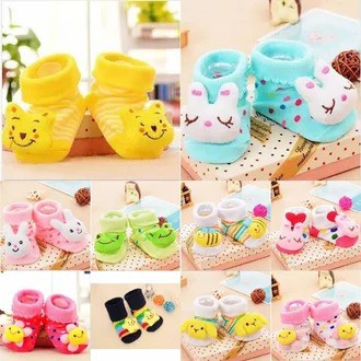 Import Sepatu Bayi Lucu Kaos Kaki Anti Slip Murah Baby Sock Karakter Boneka 3D