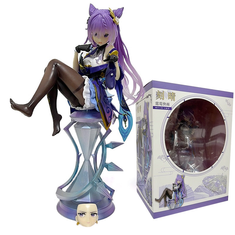 Action Figure Genshin Impact Rambut Ungu Bahan PVC Ukuran 21cm Untuk Dekorasi Rumah
