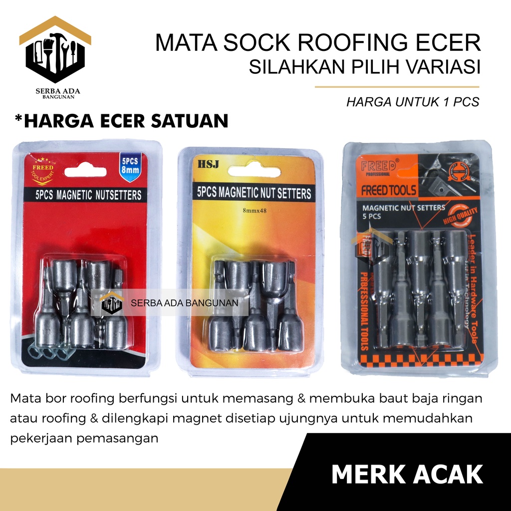 MATA OBENG SOCK ROOFING BAJA RINGAN 8 X 42 MM - 8 X 48 MM - 8 X 65 MM KUNCI DRILLING NUT SETTER KUAT